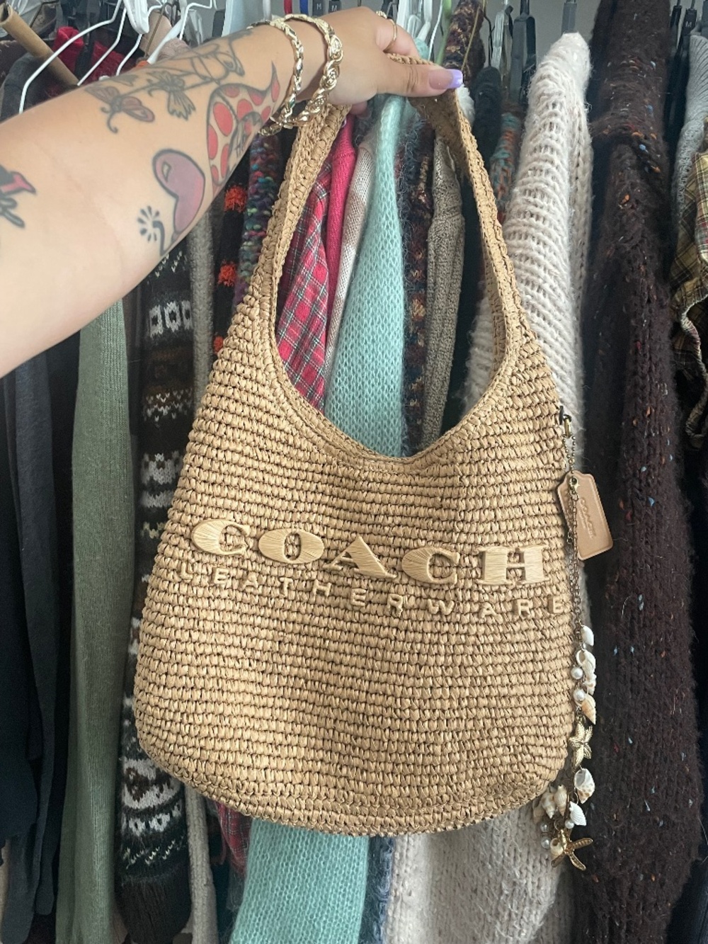 Coach Brooklyn 28 straw bag